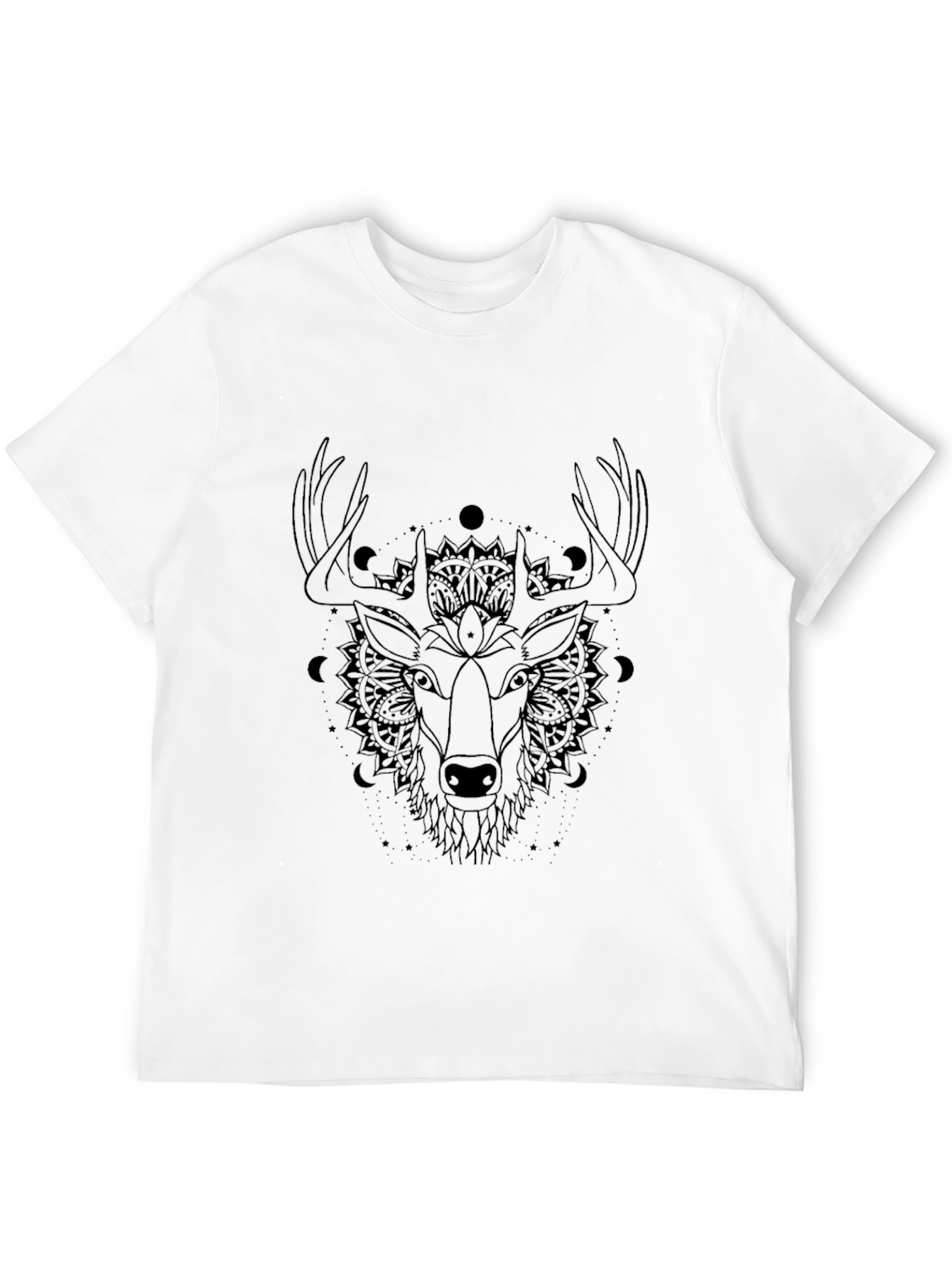 Mystic Deer Graphic Tee - Black Cotton
