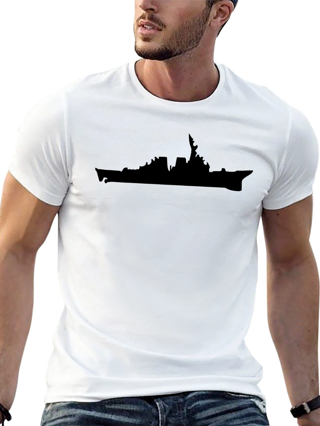 Naval Ship Silhouette Black Tee