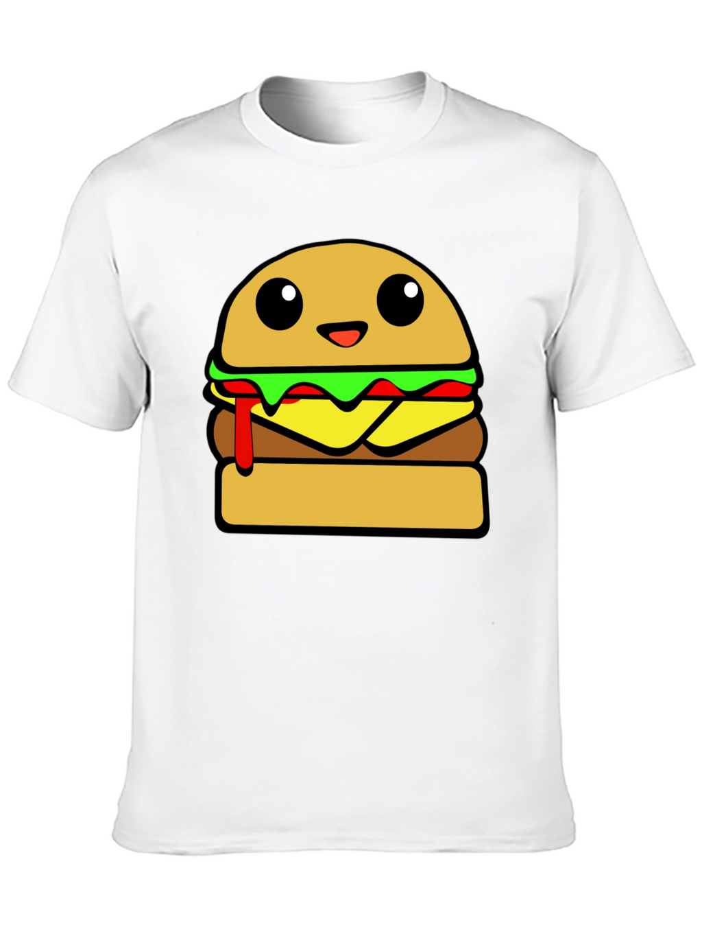 Cartoon Burger Graphic Tee - Unisex Casual T-Shirt