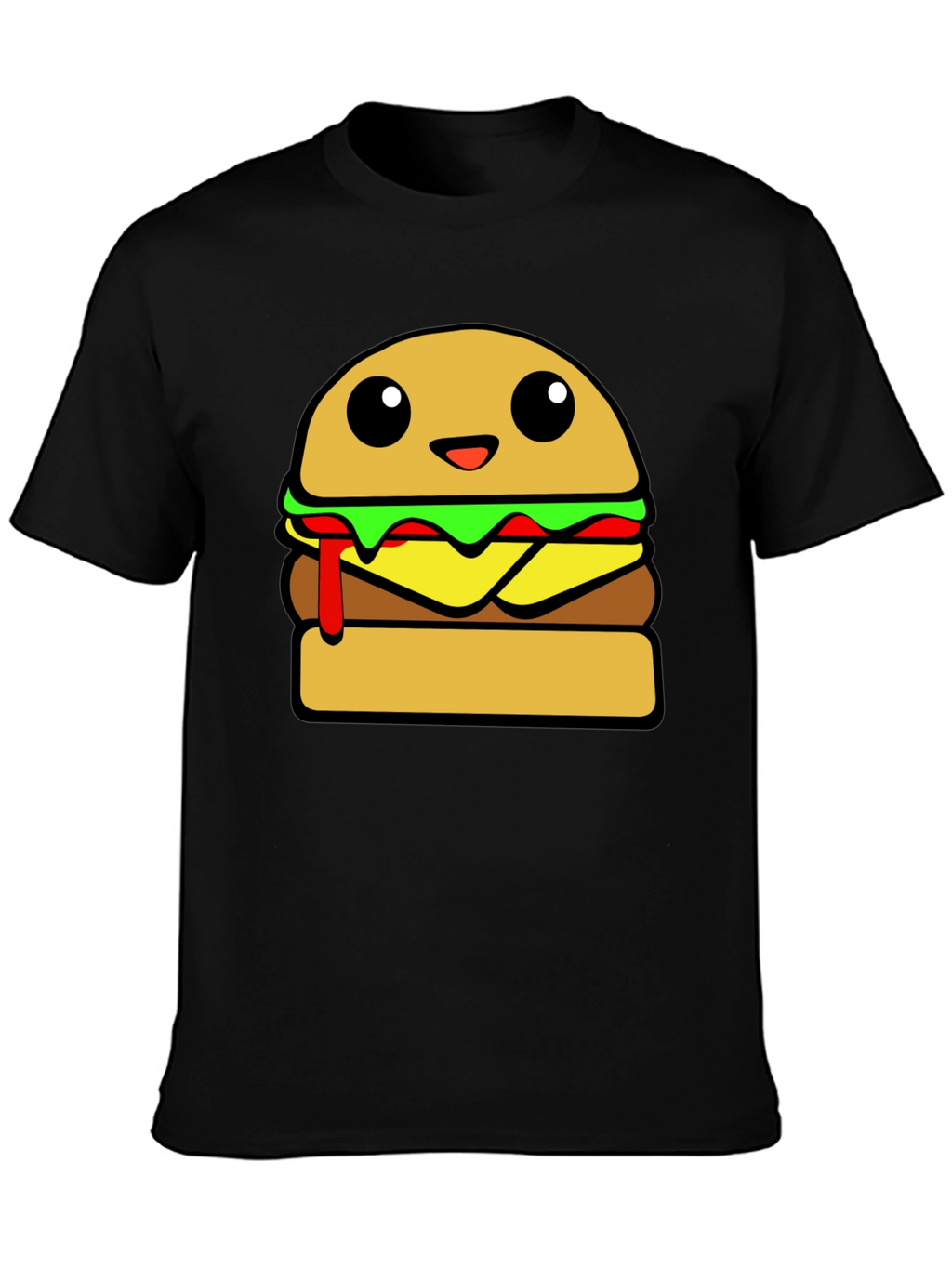 Cartoon Burger Graphic Tee - Unisex Casual T-Shirt