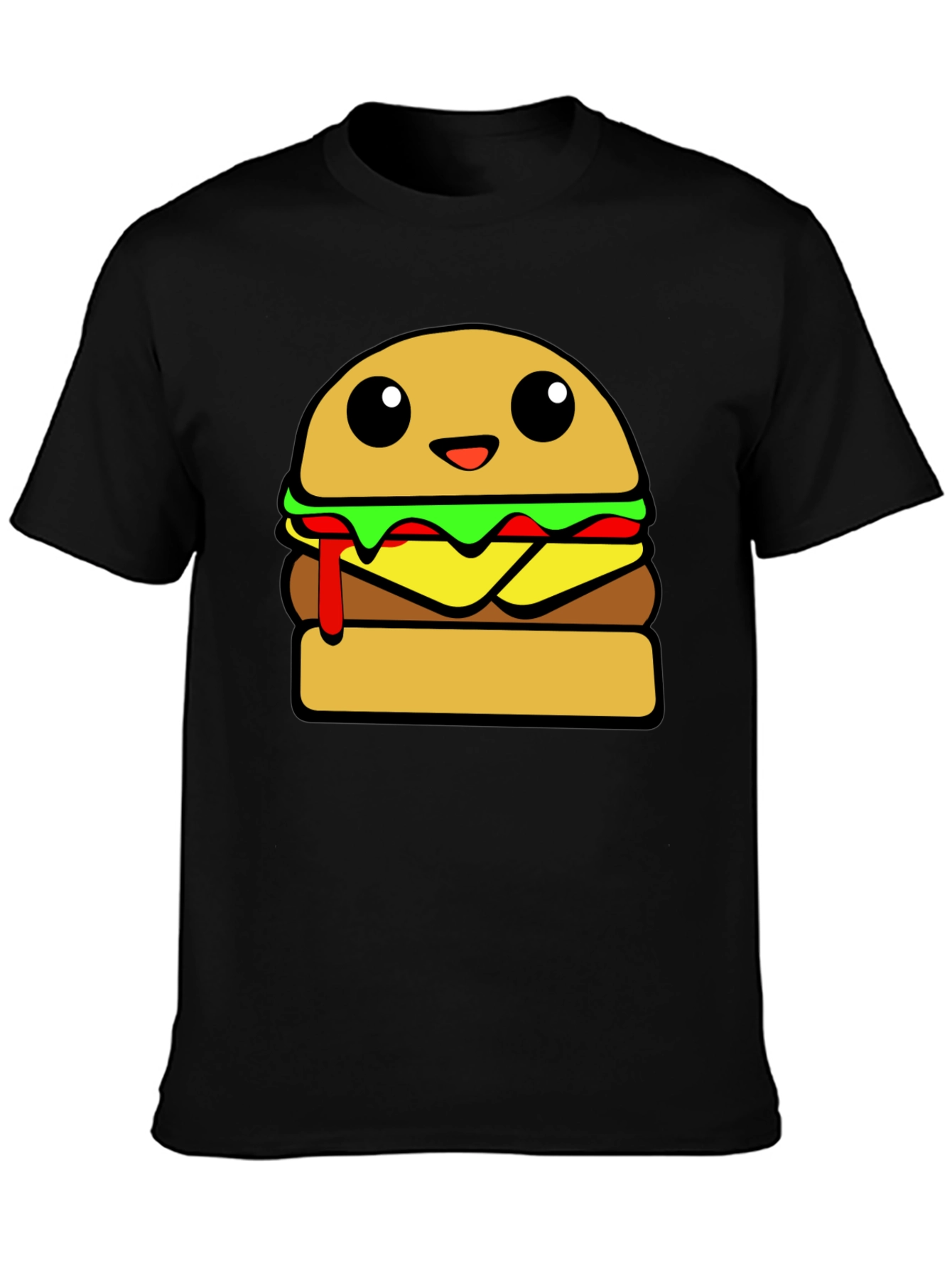 Cartoon Burger Graphic Tee - Unisex Casual T-Shirt