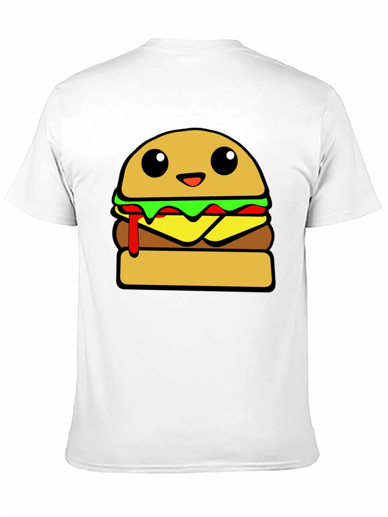 Cartoon Burger Graphic Tee - Unisex Casual T-Shirt