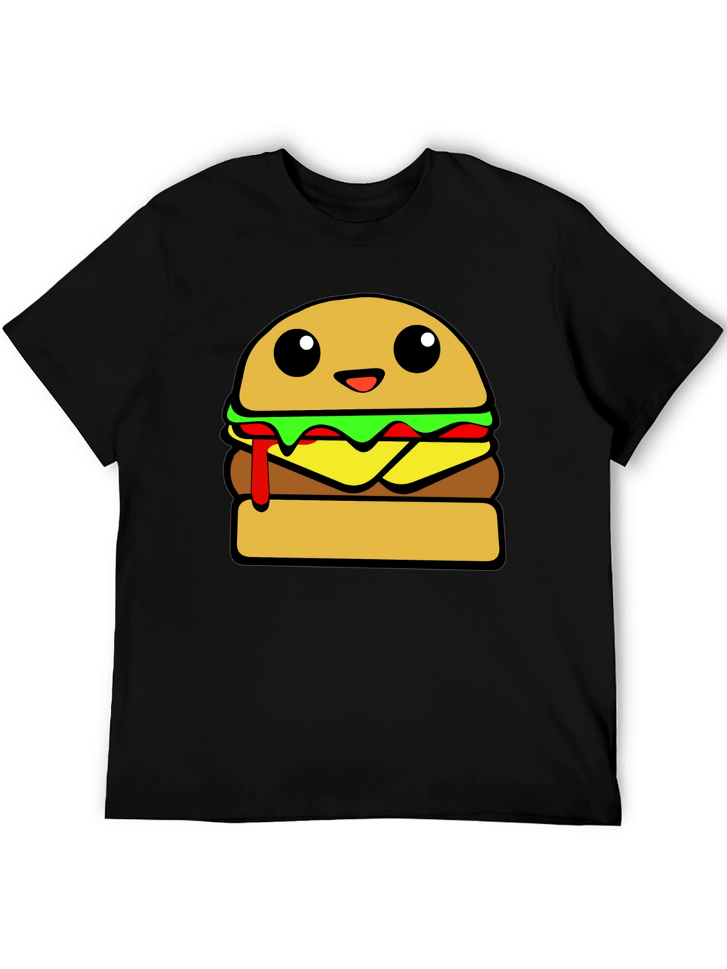 Cartoon Burger Graphic Tee - Unisex Casual T-Shirt