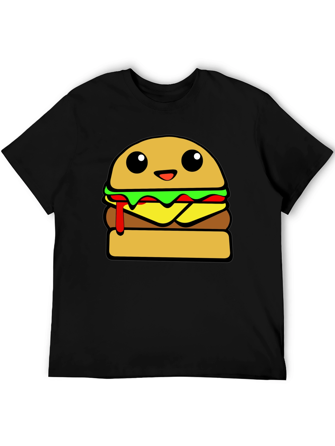 Cartoon Burger Graphic Tee - Unisex Casual T-Shirt