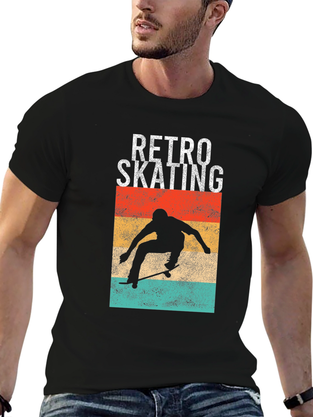 Retro Skating Graphic Tee - Black