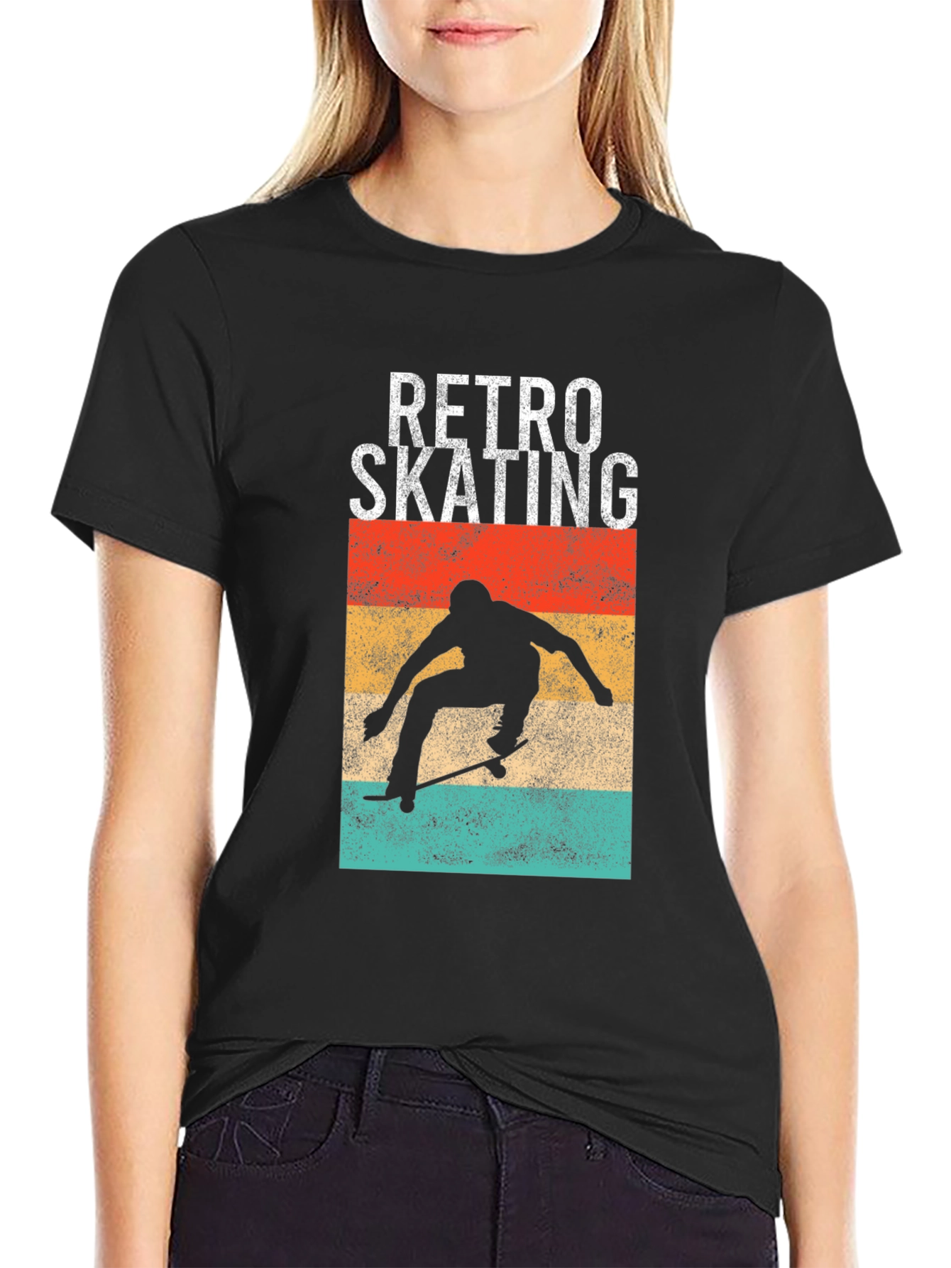 Retro Skating Graphic Tee - Black