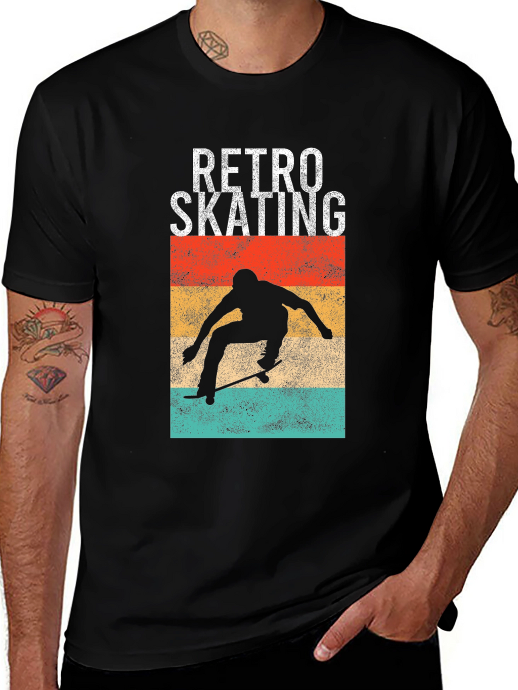 Retro Skating Graphic Tee - Black