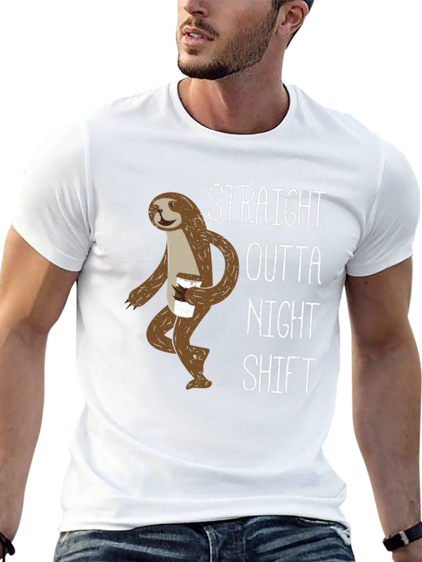 Straight Outta Night Shift Sloth Graphic Tee