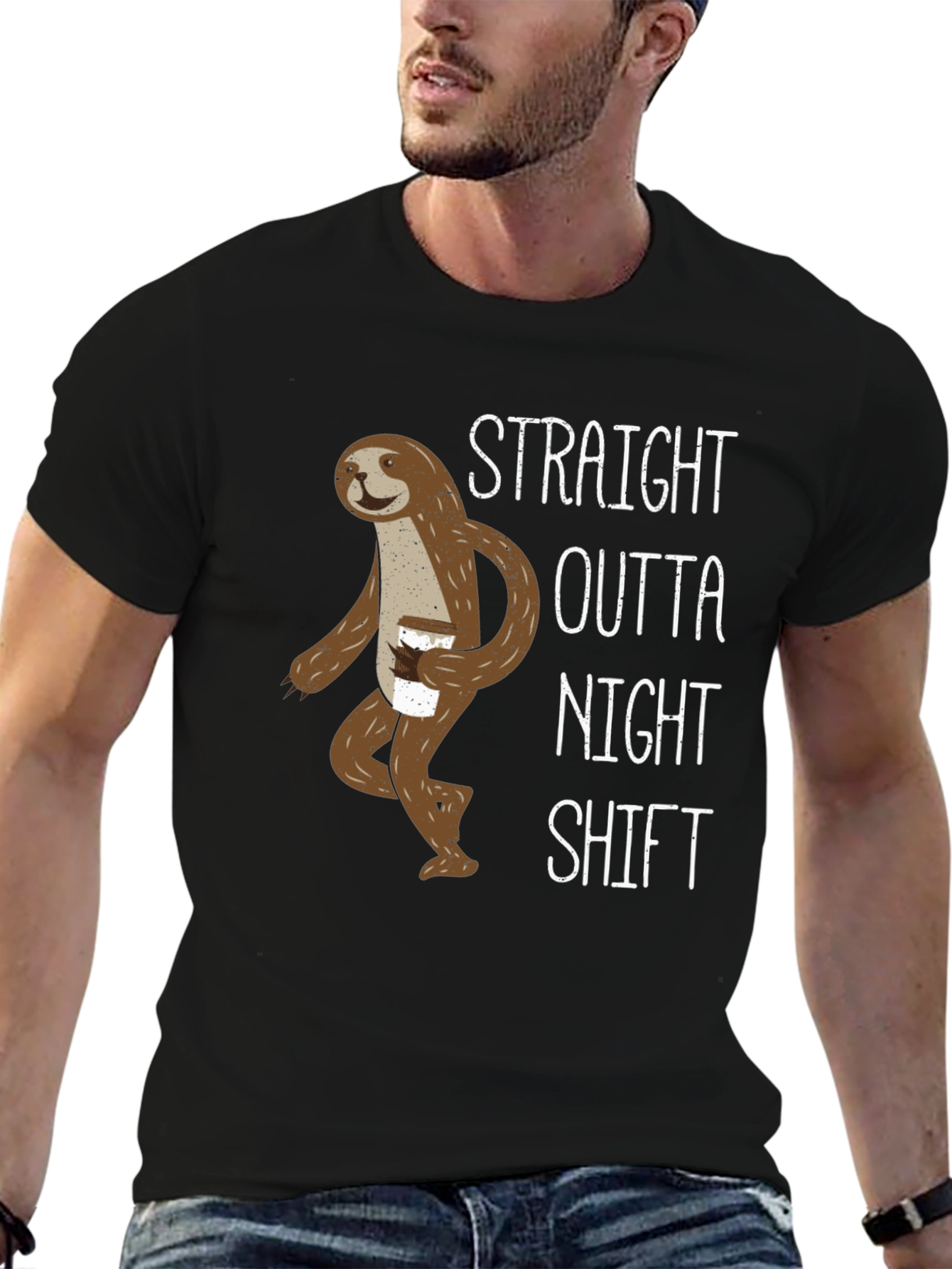 Straight Outta Night Shift Sloth Graphic Tee