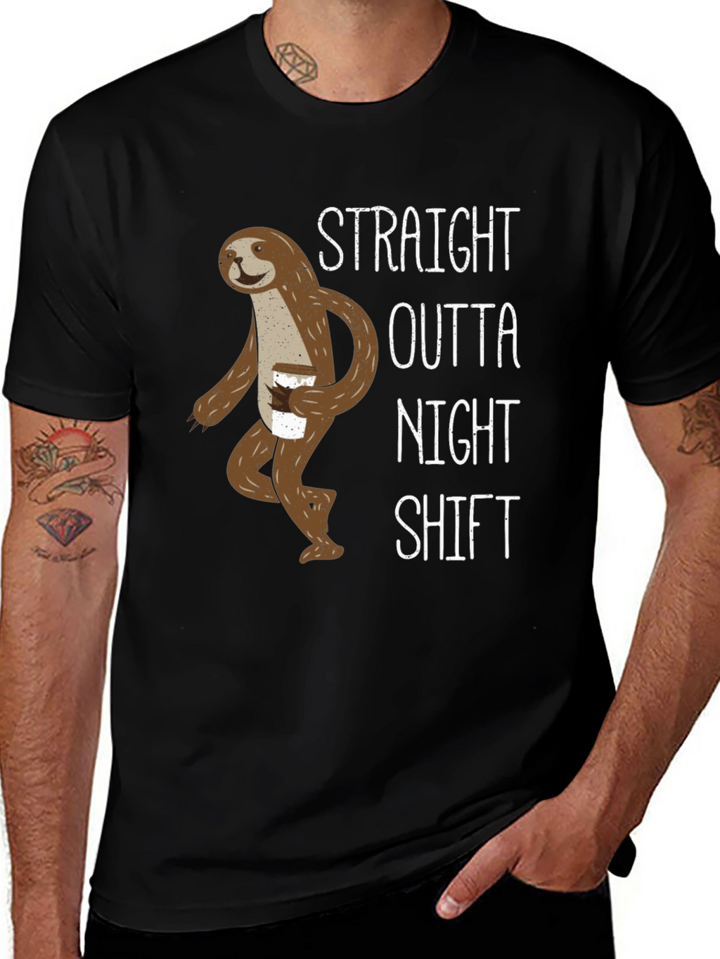 Straight Outta Night Shift Sloth Graphic Tee