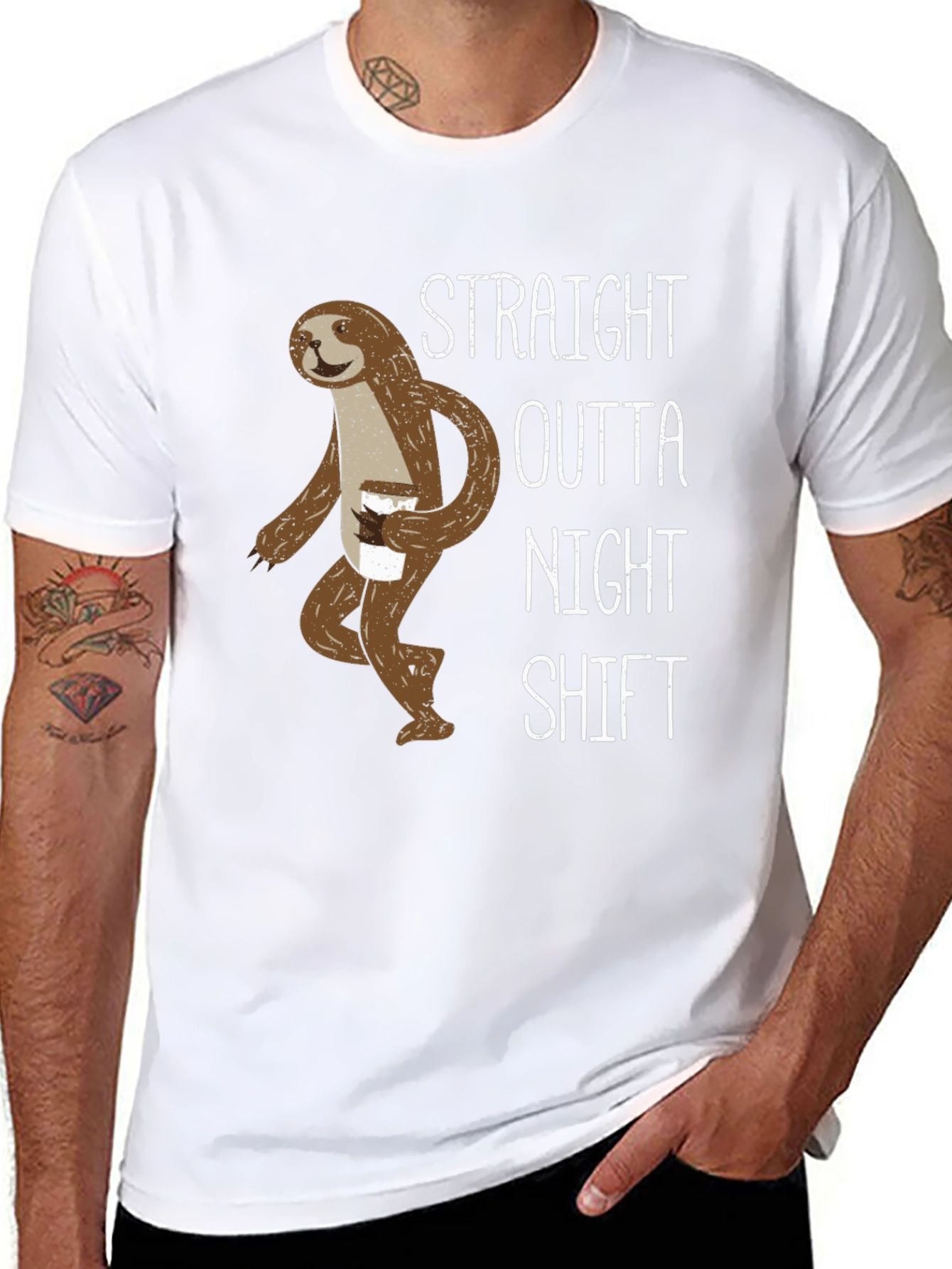 Straight Outta Night Shift Sloth Graphic Tee