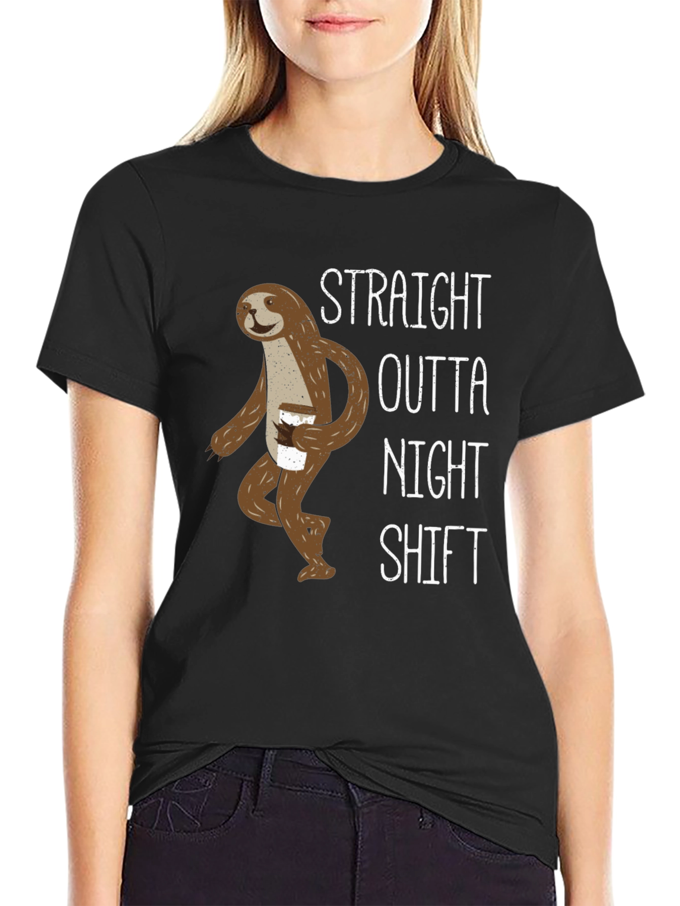 Straight Outta Night Shift Sloth Graphic Tee