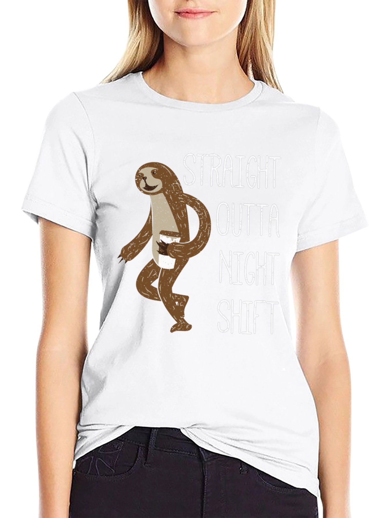 Straight Outta Night Shift Sloth Graphic Tee