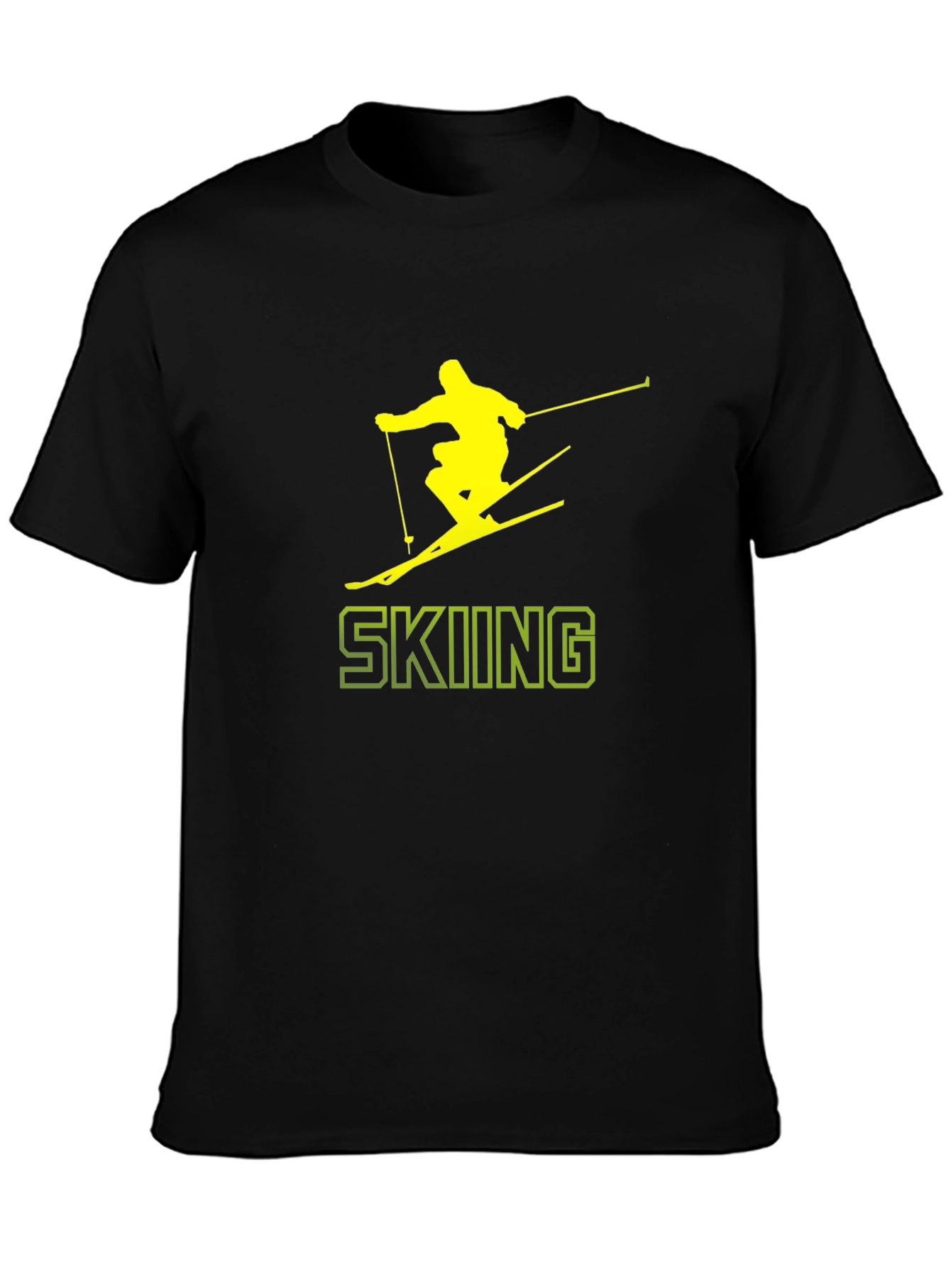 Skiing Graphic Tee - Black Cotton T-Shirt