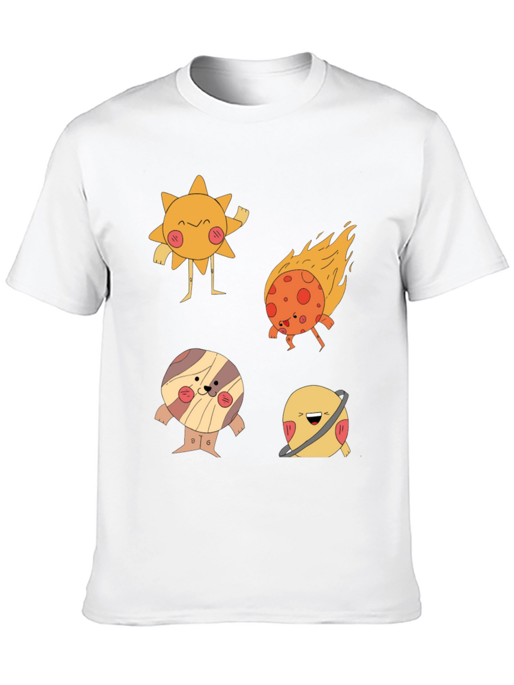 Cartoon Planet Print Black T-Shirt