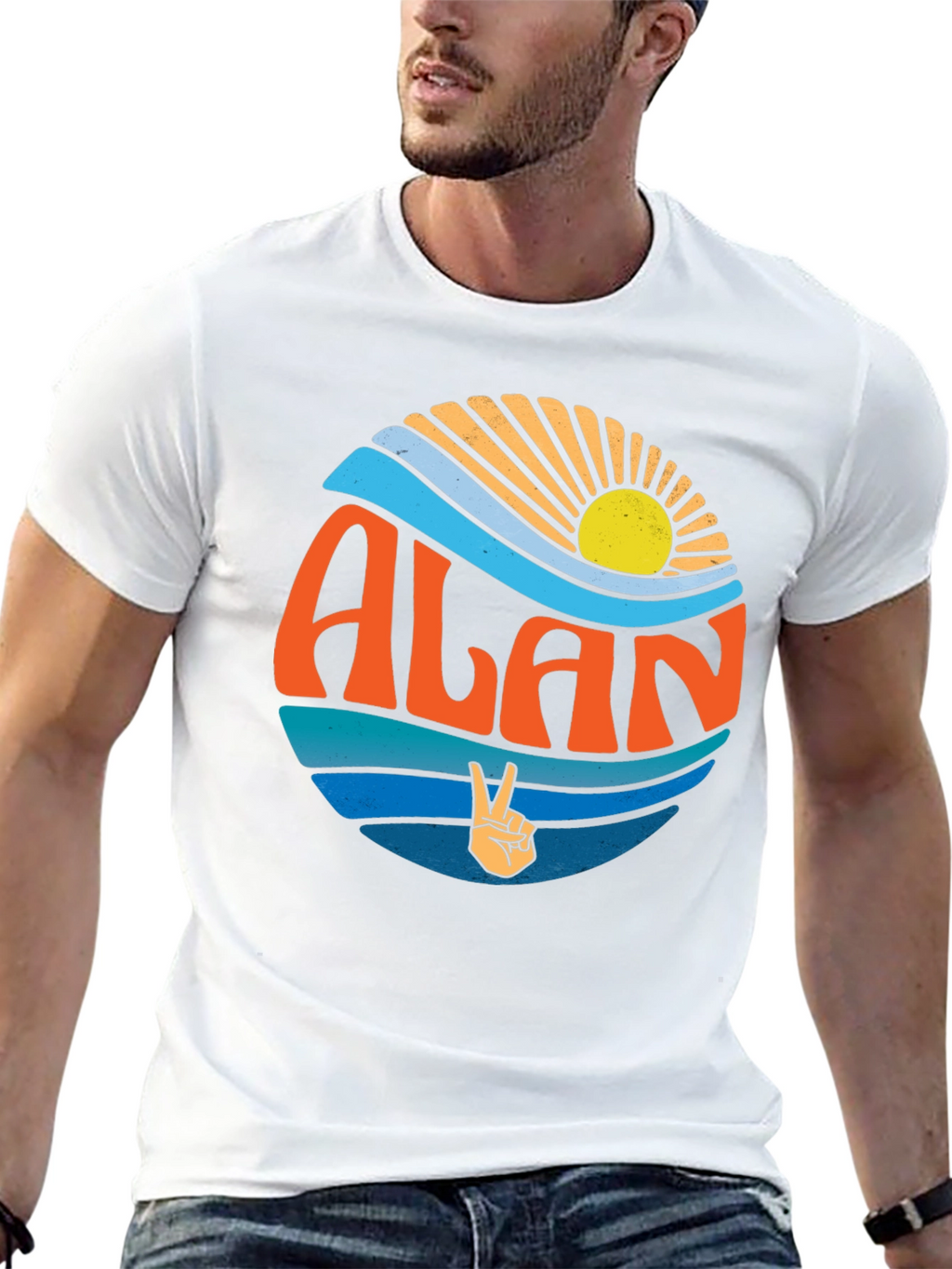 Retro ALAN T-Shirt - Peace & Waves Design