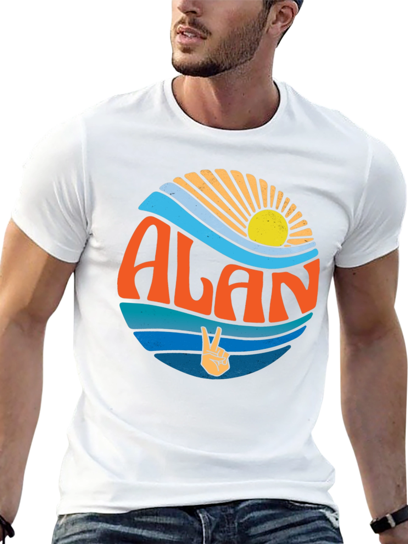 Retro ALAN T-Shirt - Peace & Waves Design