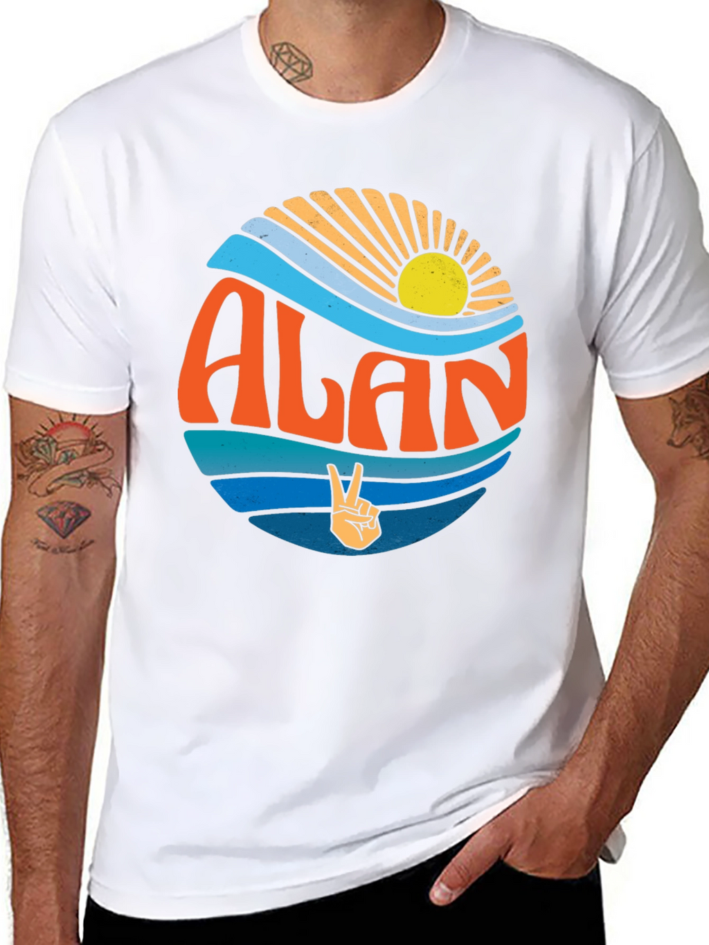 Retro ALAN T-Shirt - Peace & Waves Design