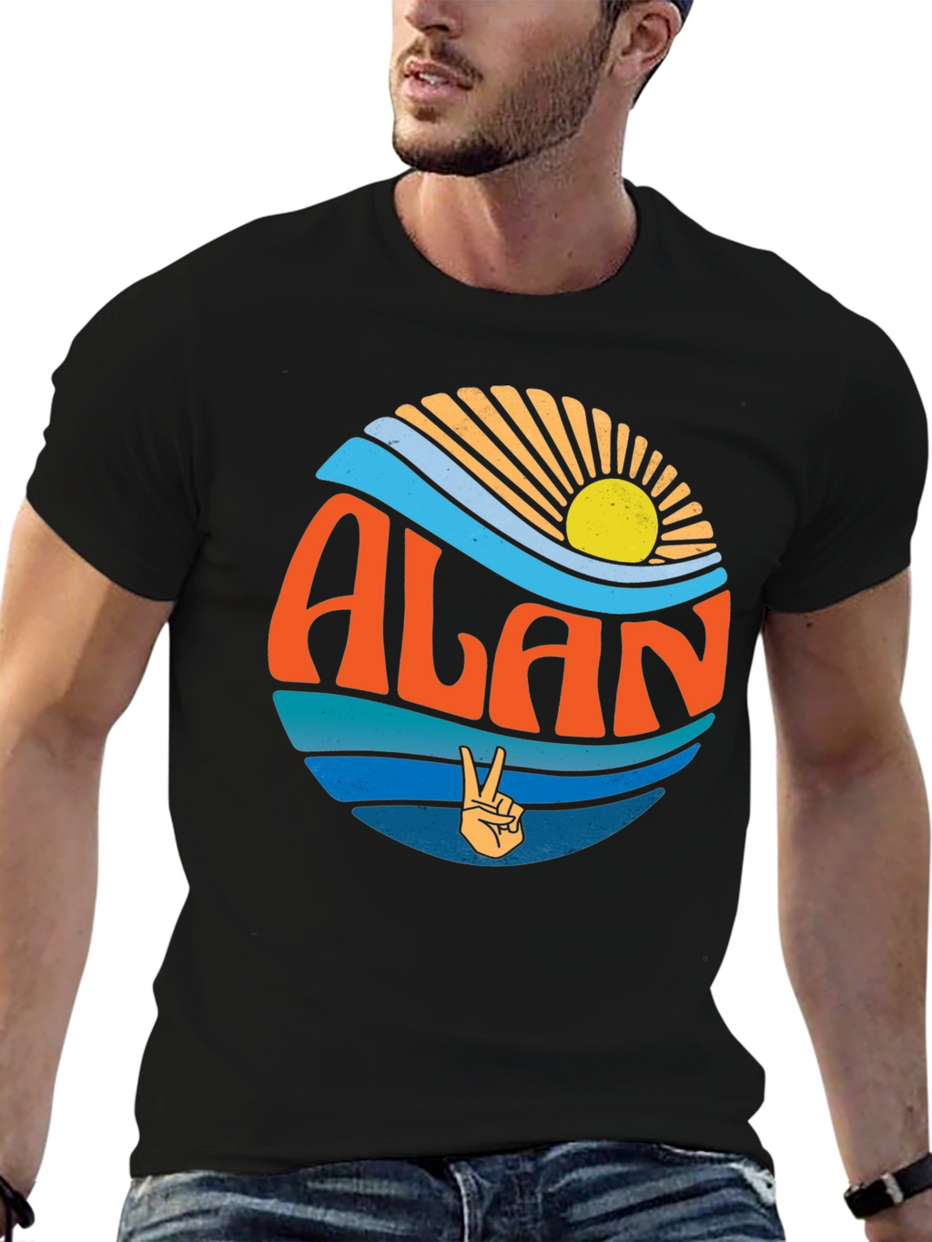 Retro ALAN T-Shirt - Peace & Waves Design