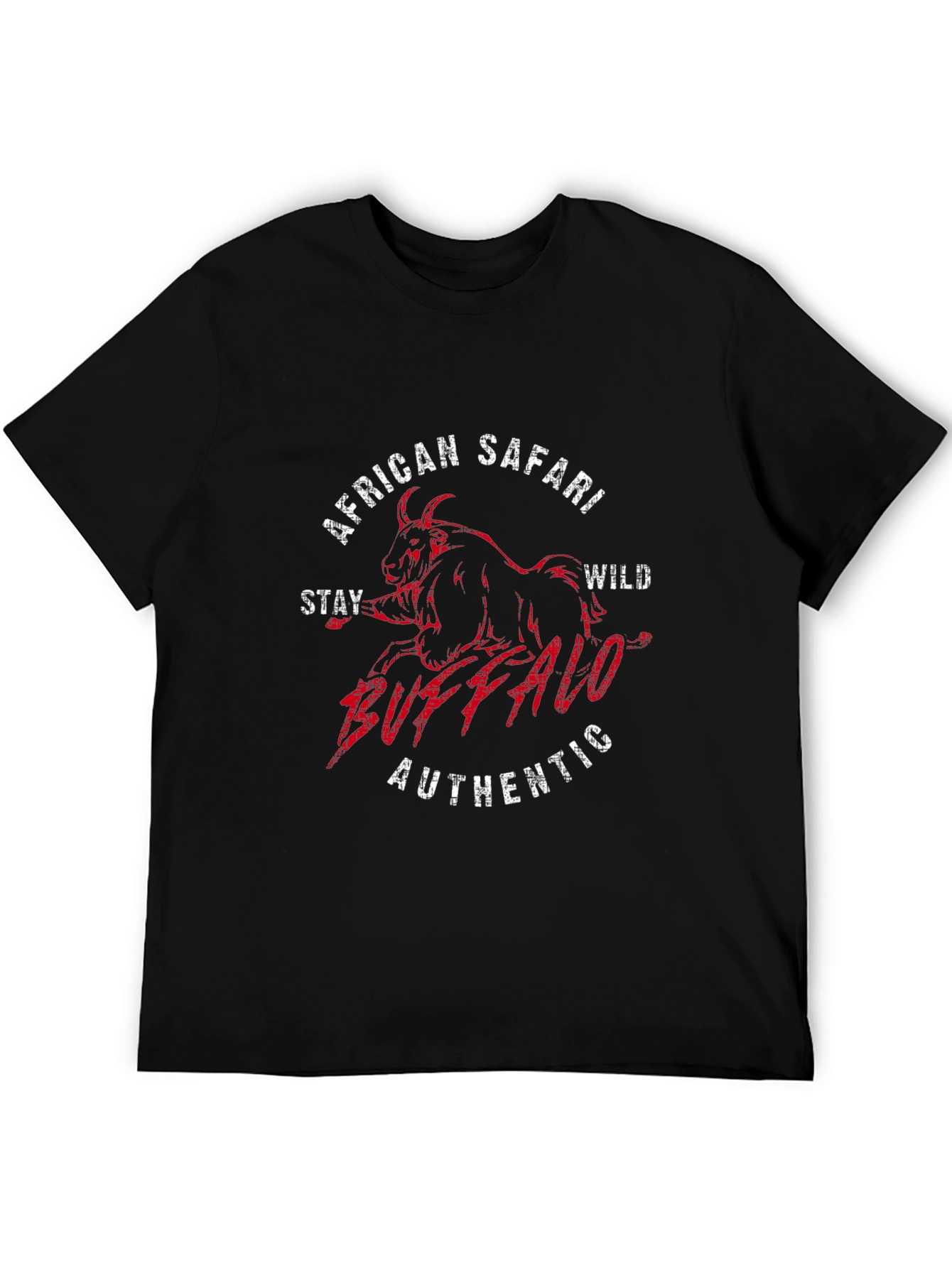 African Safari Buffalo Graphic T-Shirt - Black