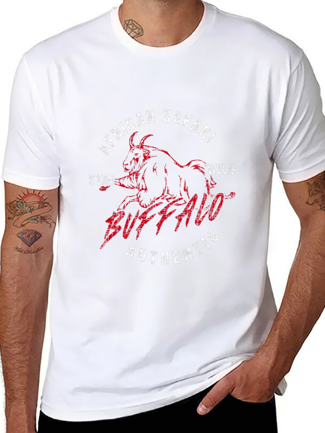 African Safari Buffalo Graphic T-Shirt - Black