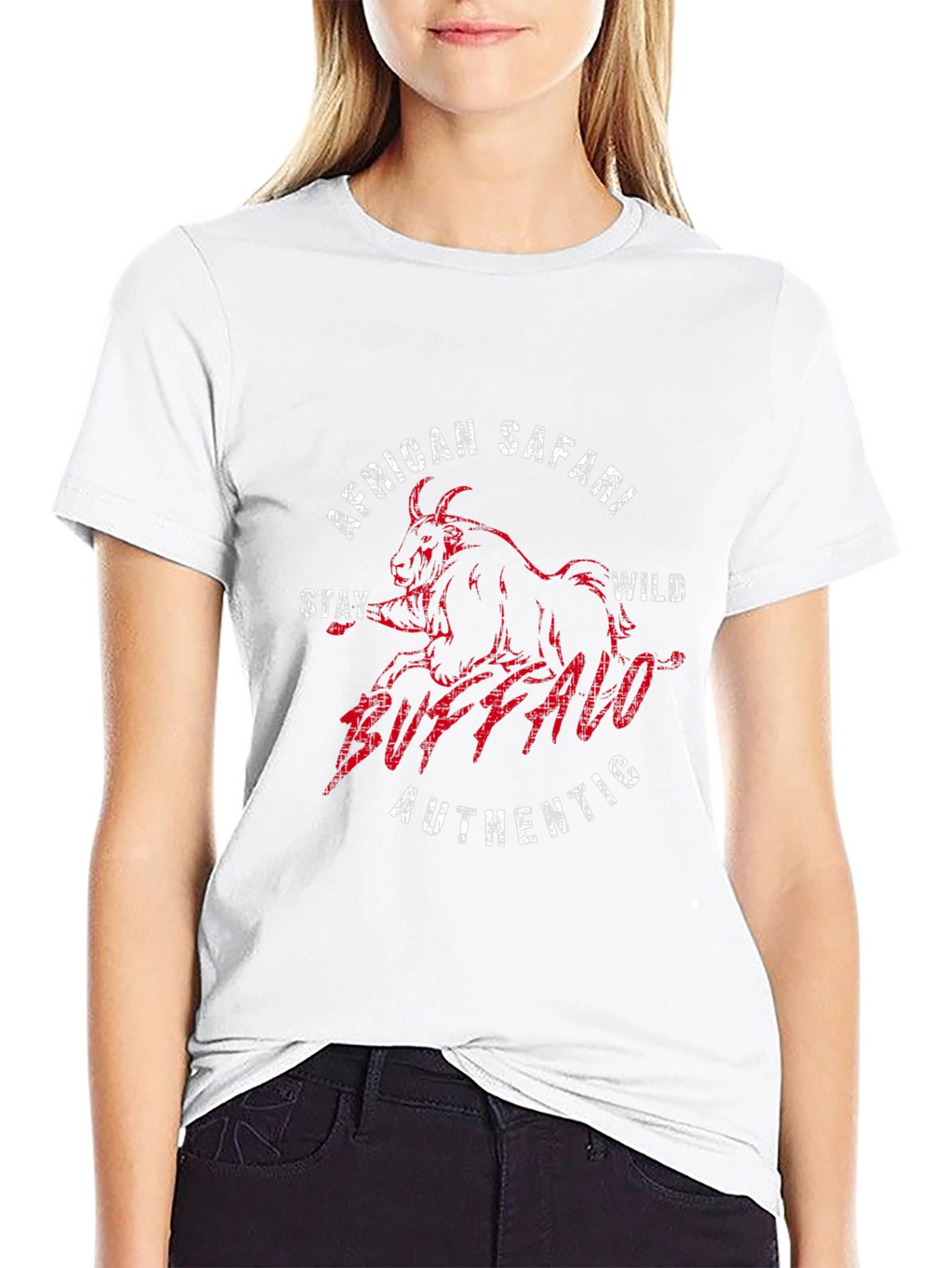 African Safari Buffalo Graphic T-Shirt - Black