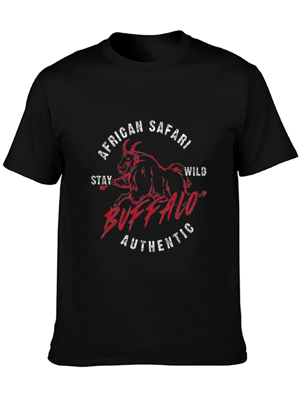 African Safari Buffalo Graphic T-Shirt - Black