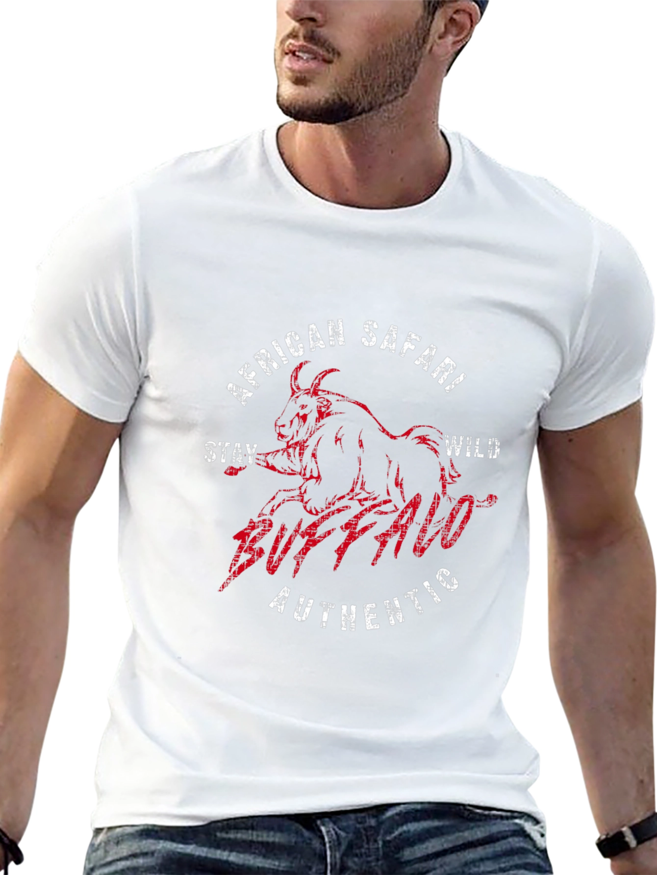 African Safari Buffalo Graphic T-Shirt - Black