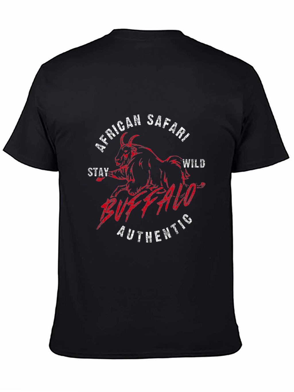 African Safari Buffalo Graphic T-Shirt - Black