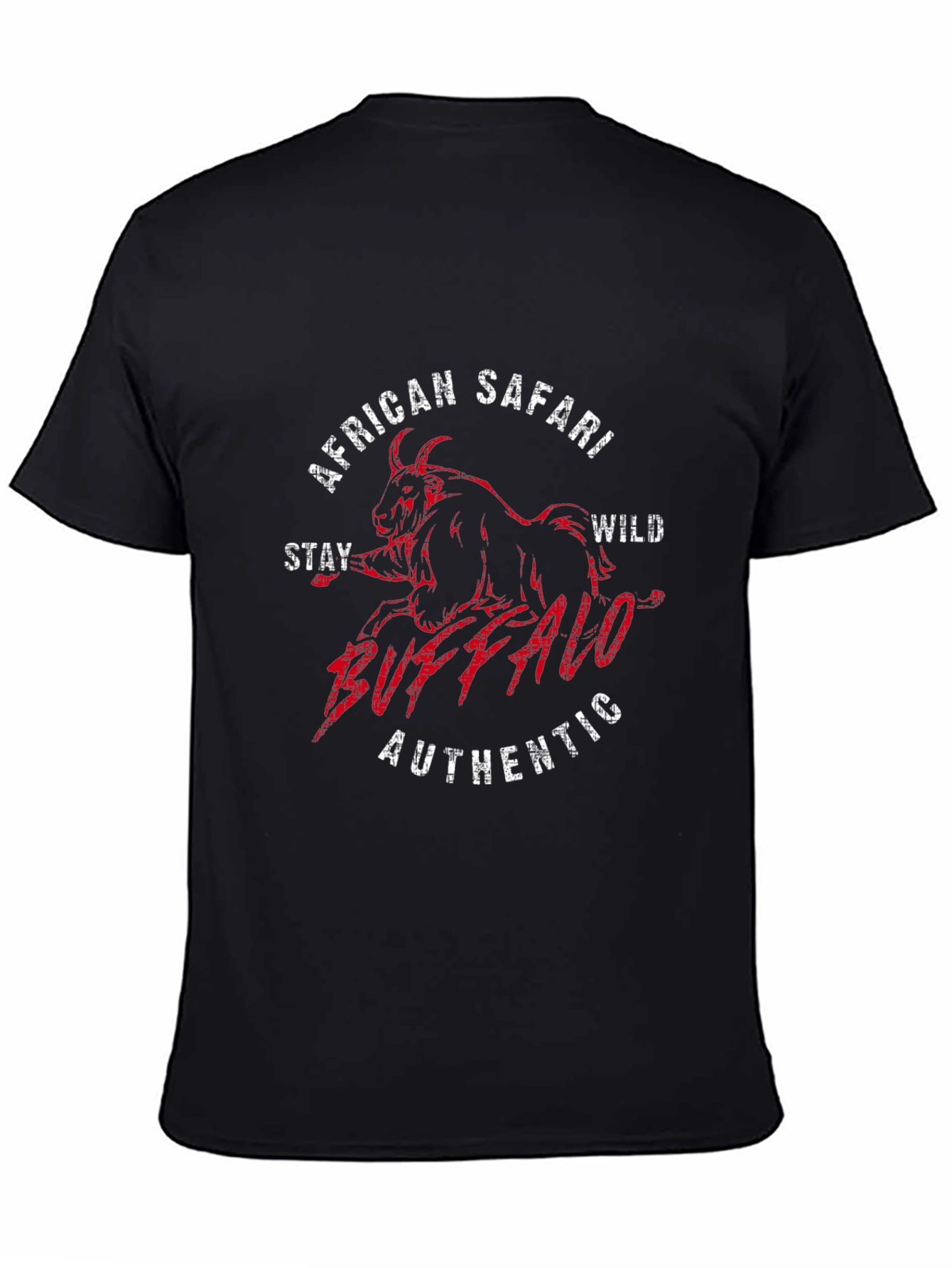 African Safari Buffalo Graphic T-Shirt - Black
