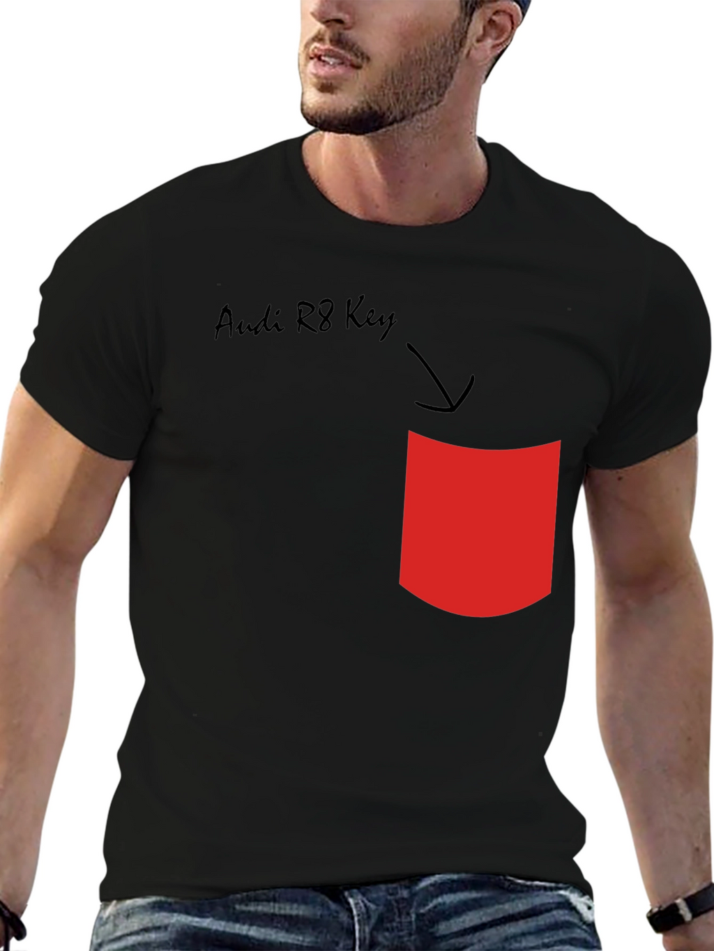 Audi R8 Key T-Shirt - Novelty Pocket Design