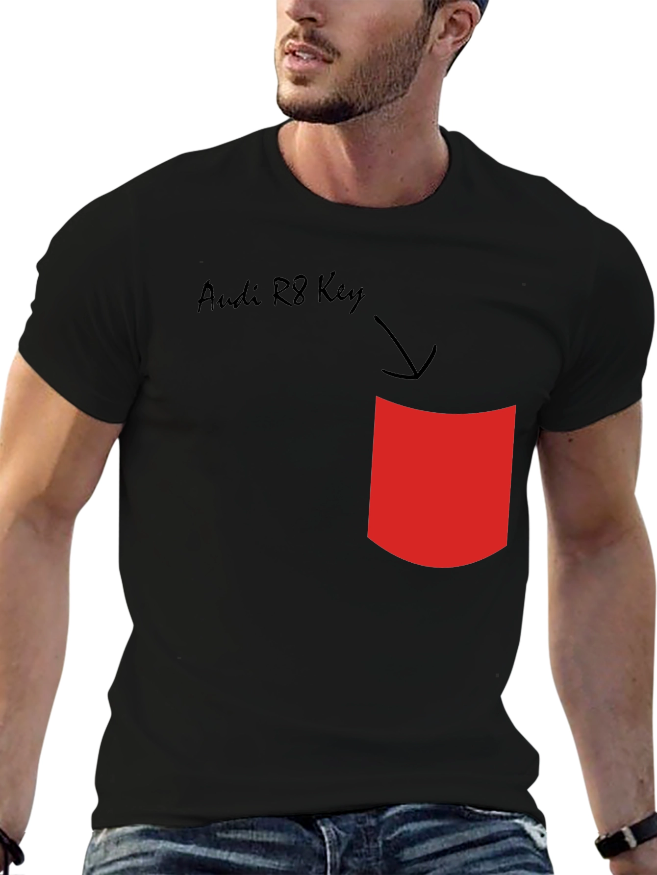 Audi R8 Key T-Shirt - Novelty Pocket Design