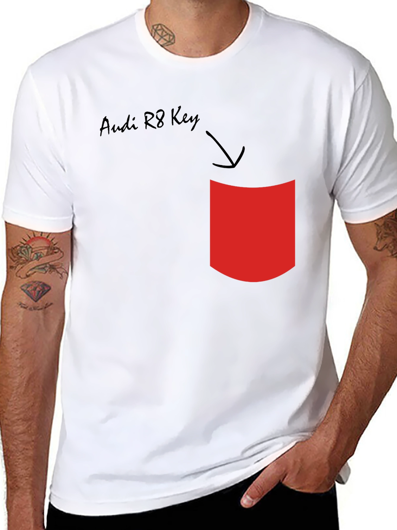 Audi R8 Key T-Shirt - Novelty Pocket Design
