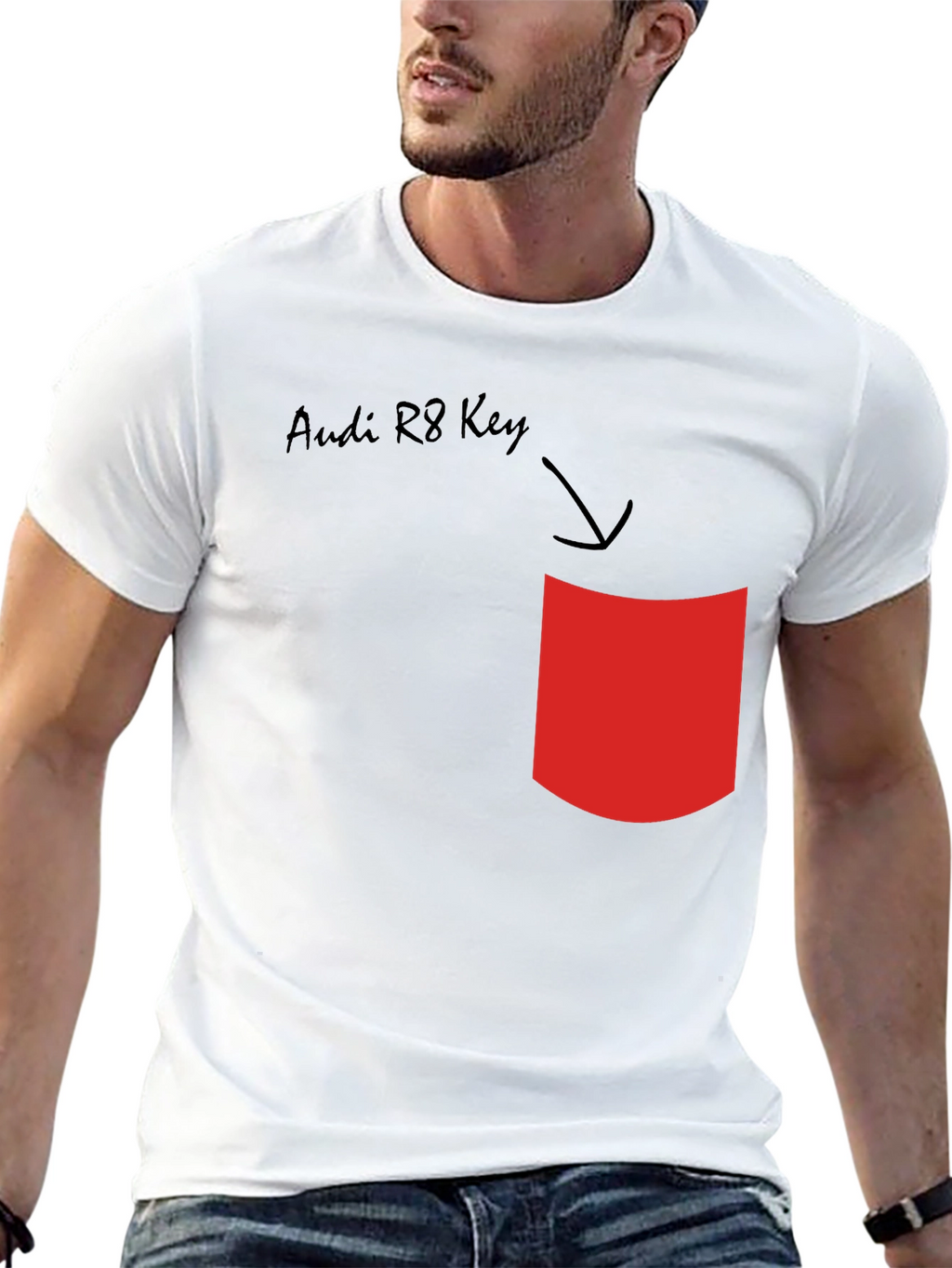 Audi R8 Key T-Shirt - Novelty Pocket Design
