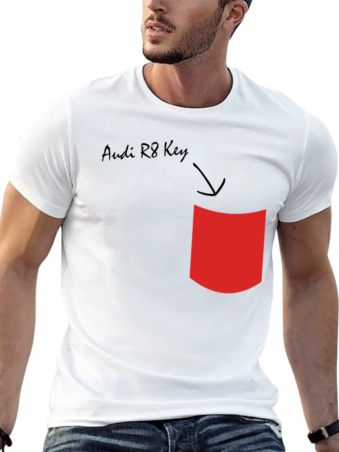 Audi R8 Key T-Shirt - Novelty Pocket Design