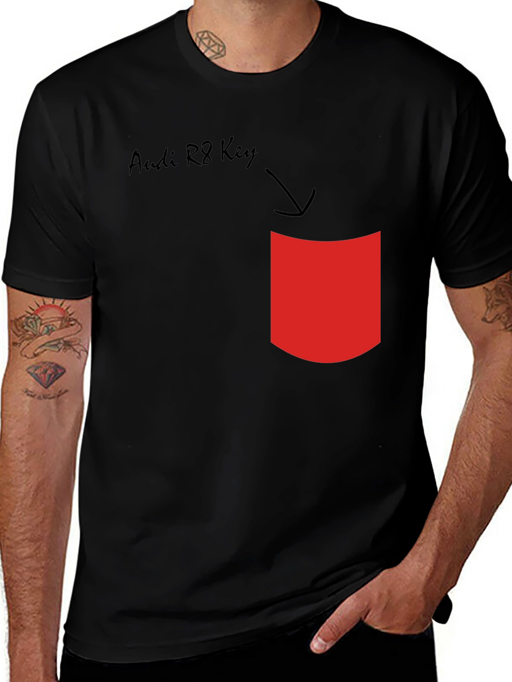 Audi R8 Key T-Shirt - Novelty Pocket Design