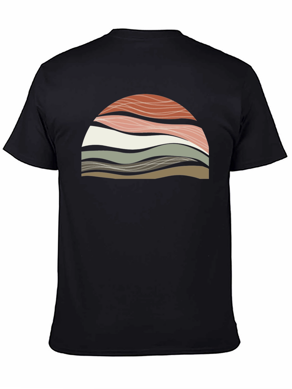 Abstract Wavy Graphic Print T-Shirt - Black