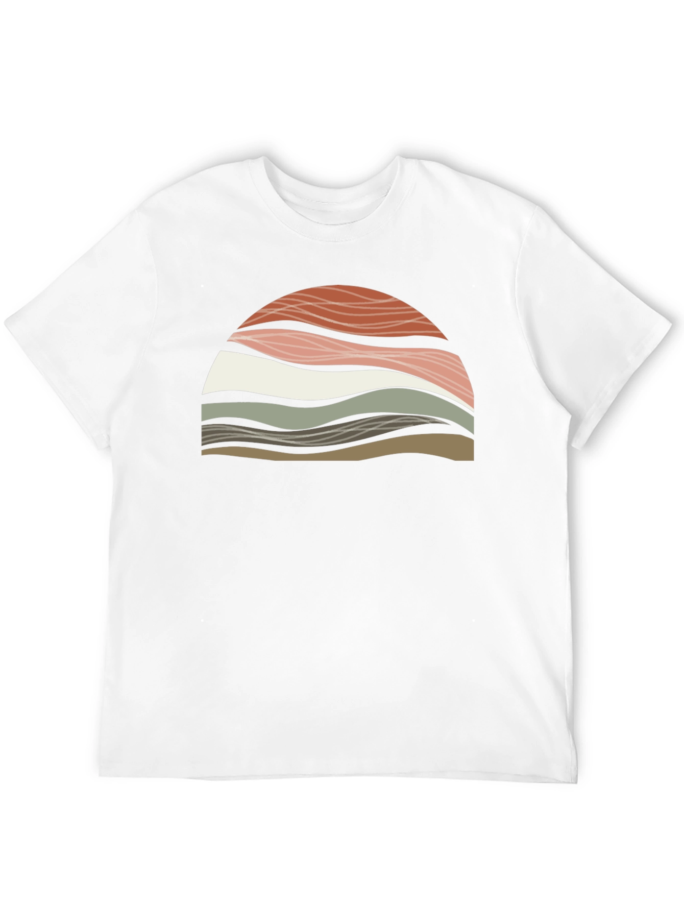 Abstract Wavy Graphic Print T-Shirt - Black