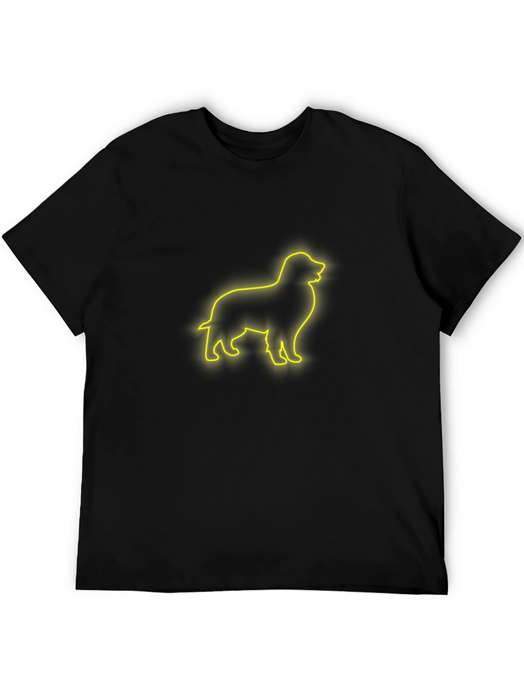 Neon Dog Outline T-Shirt – Minimalist Glow Dog Graphic Tee