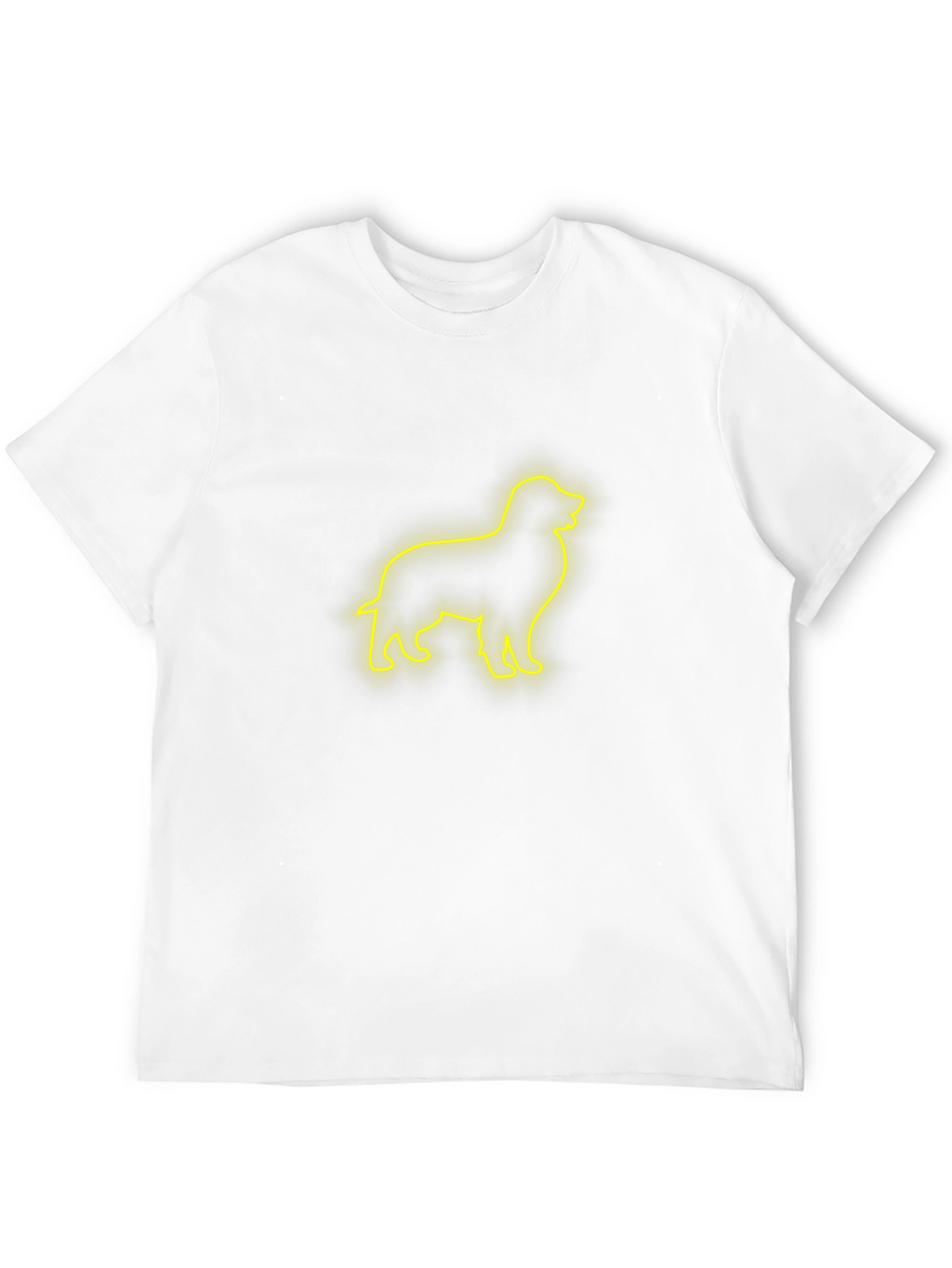 Neon Dog Outline T-Shirt – Minimalist Glow Dog Graphic Tee