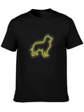 Neon Dog Outline T-Shirt – Minimalist Glow Dog Graphic Tee