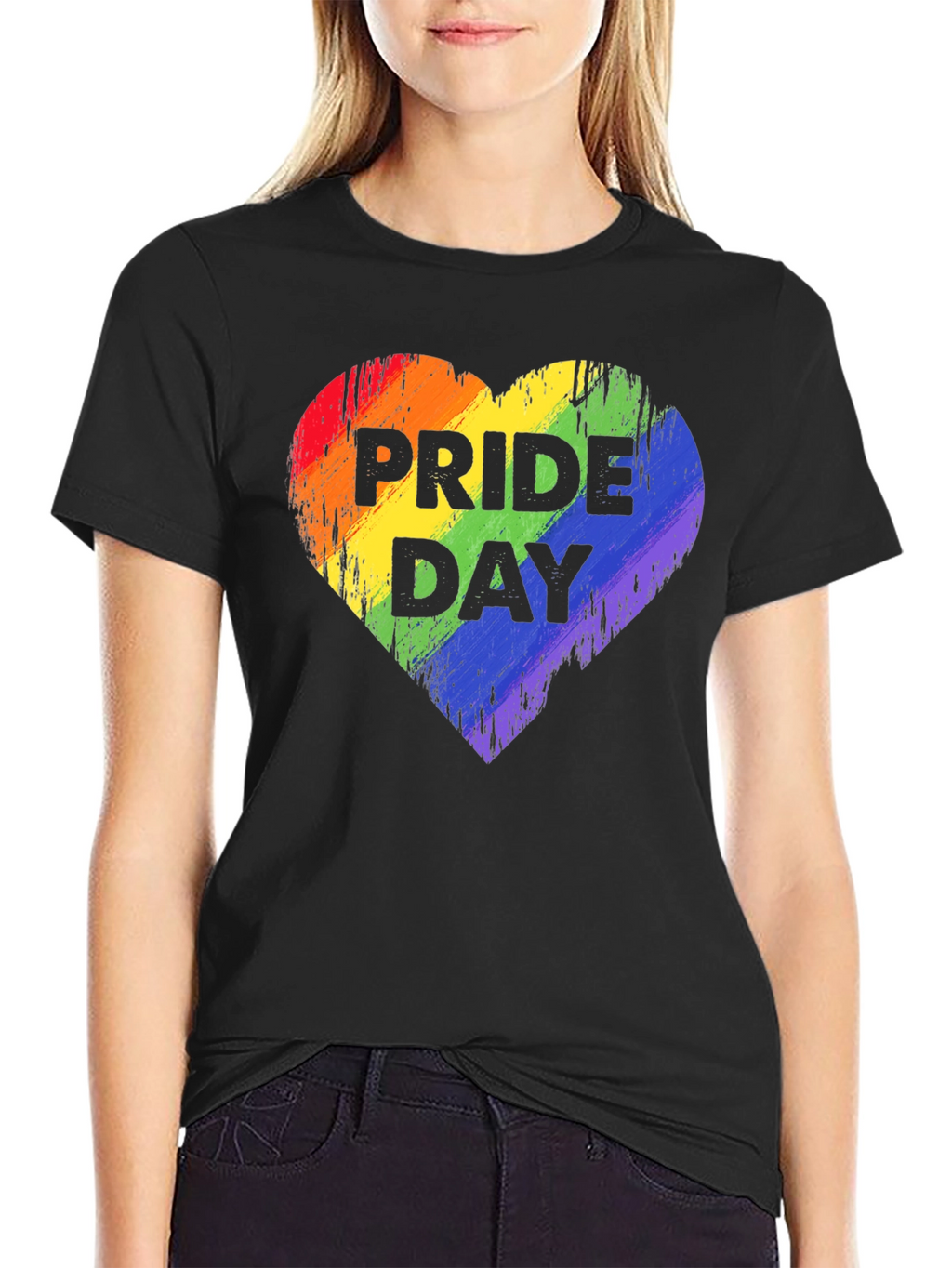 Pride Day Rainbow Heart Graphic T-Shirt