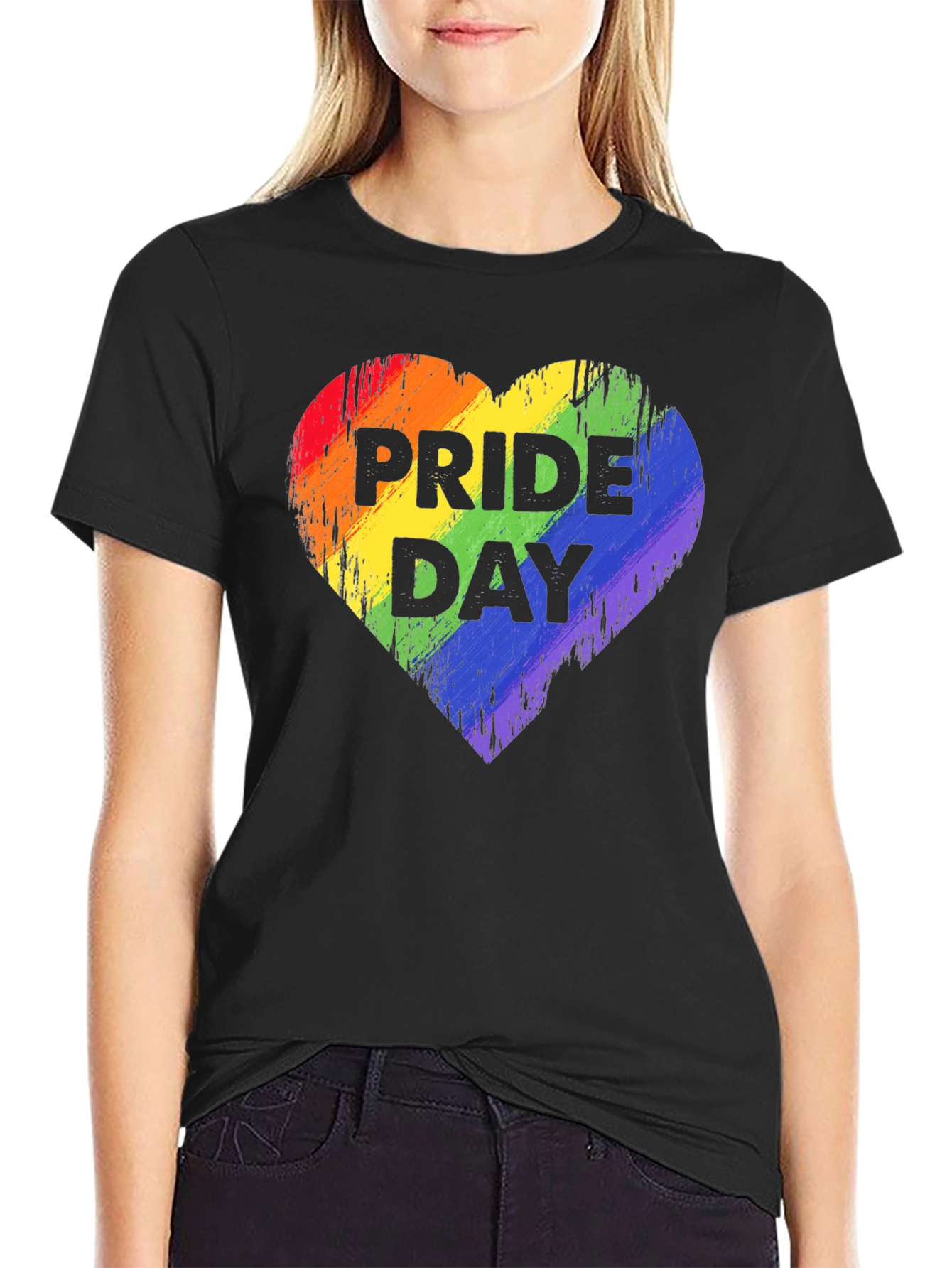 Pride Day Rainbow Heart Graphic T-Shirt