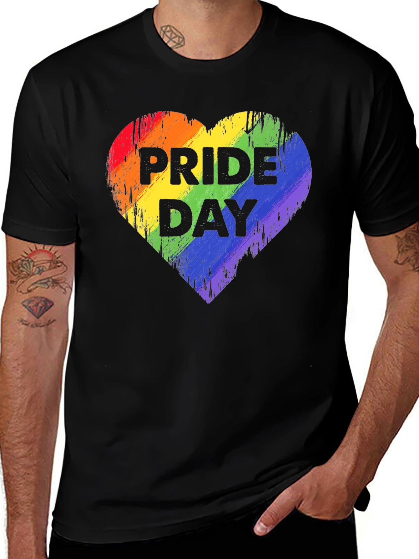 Pride Day Rainbow Heart Graphic T-Shirt