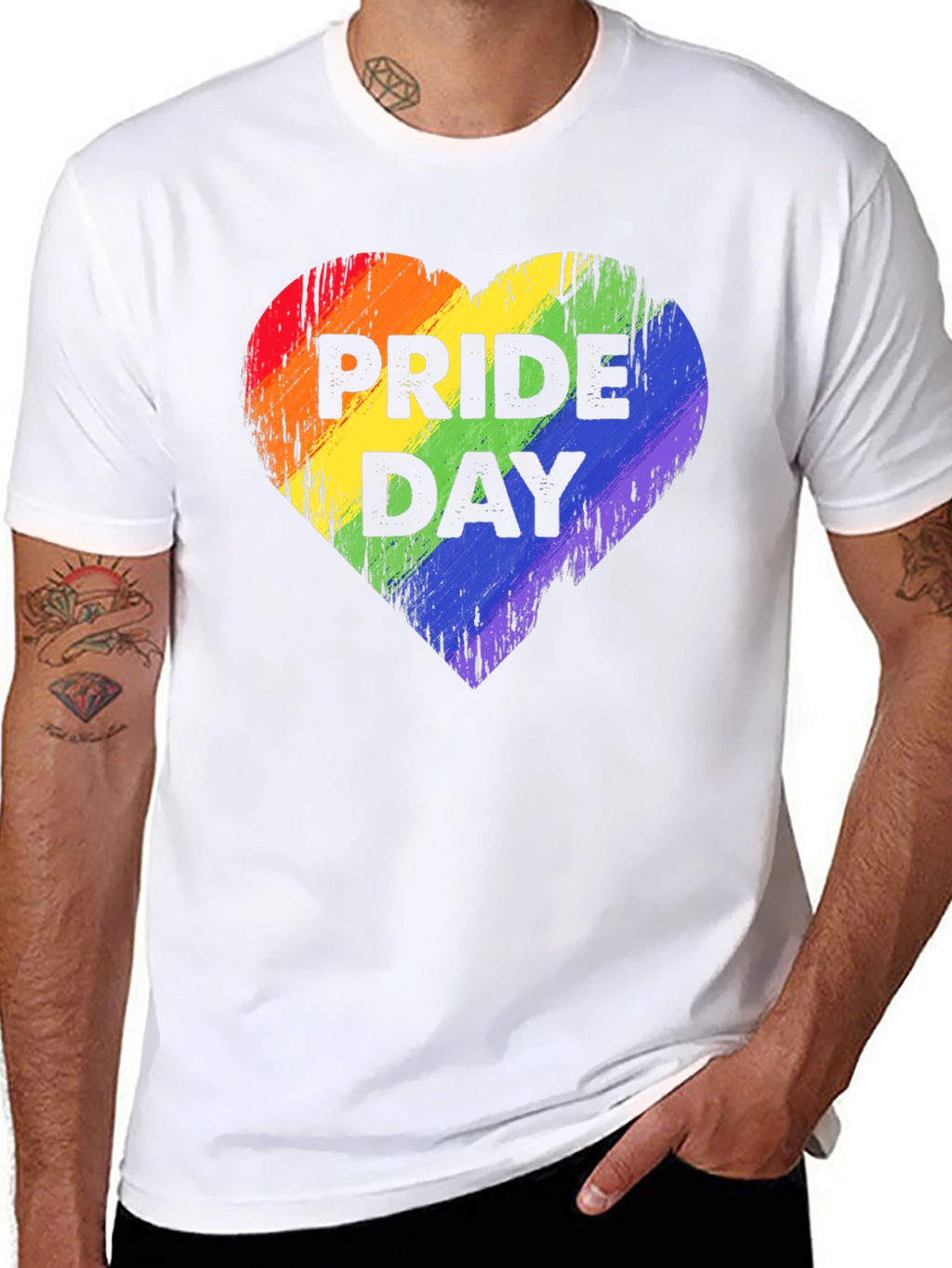 Pride Day Rainbow Heart Graphic T-Shirt