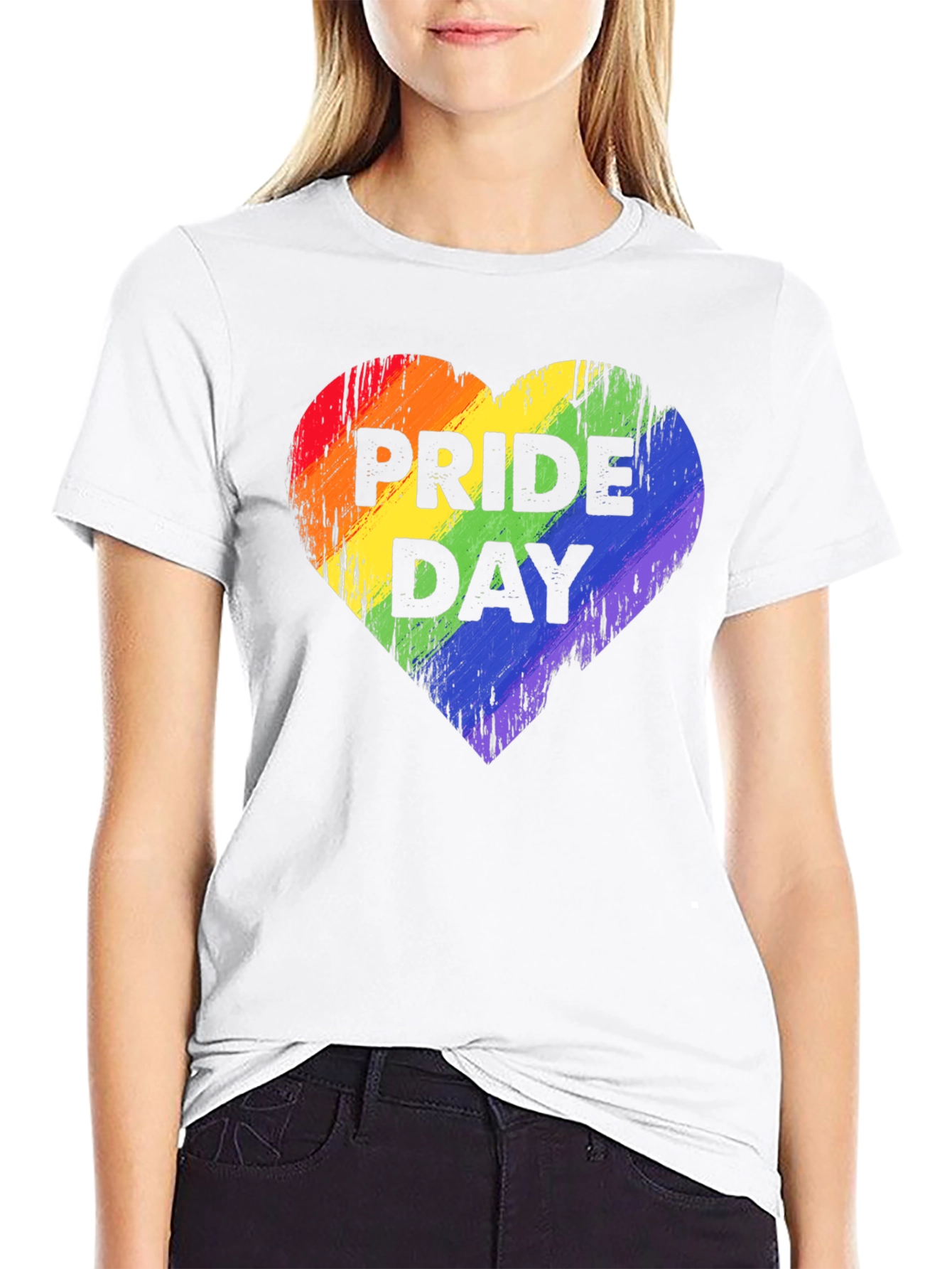 Pride Day Rainbow Heart Graphic T-Shirt