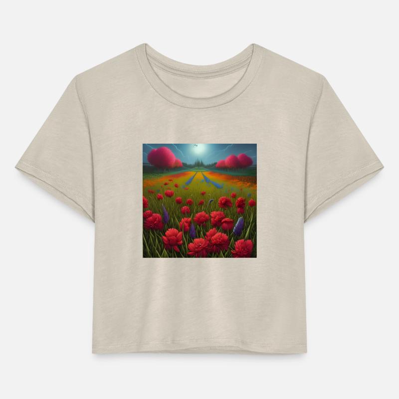 Beautiful Flowers along the Field Road Horizon