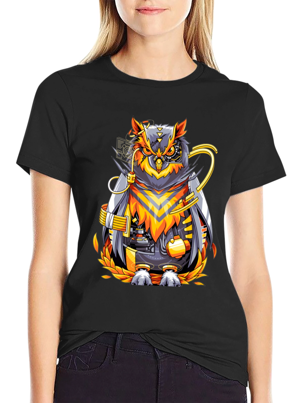 Cyberpunk Owl Graphic T-Shirt