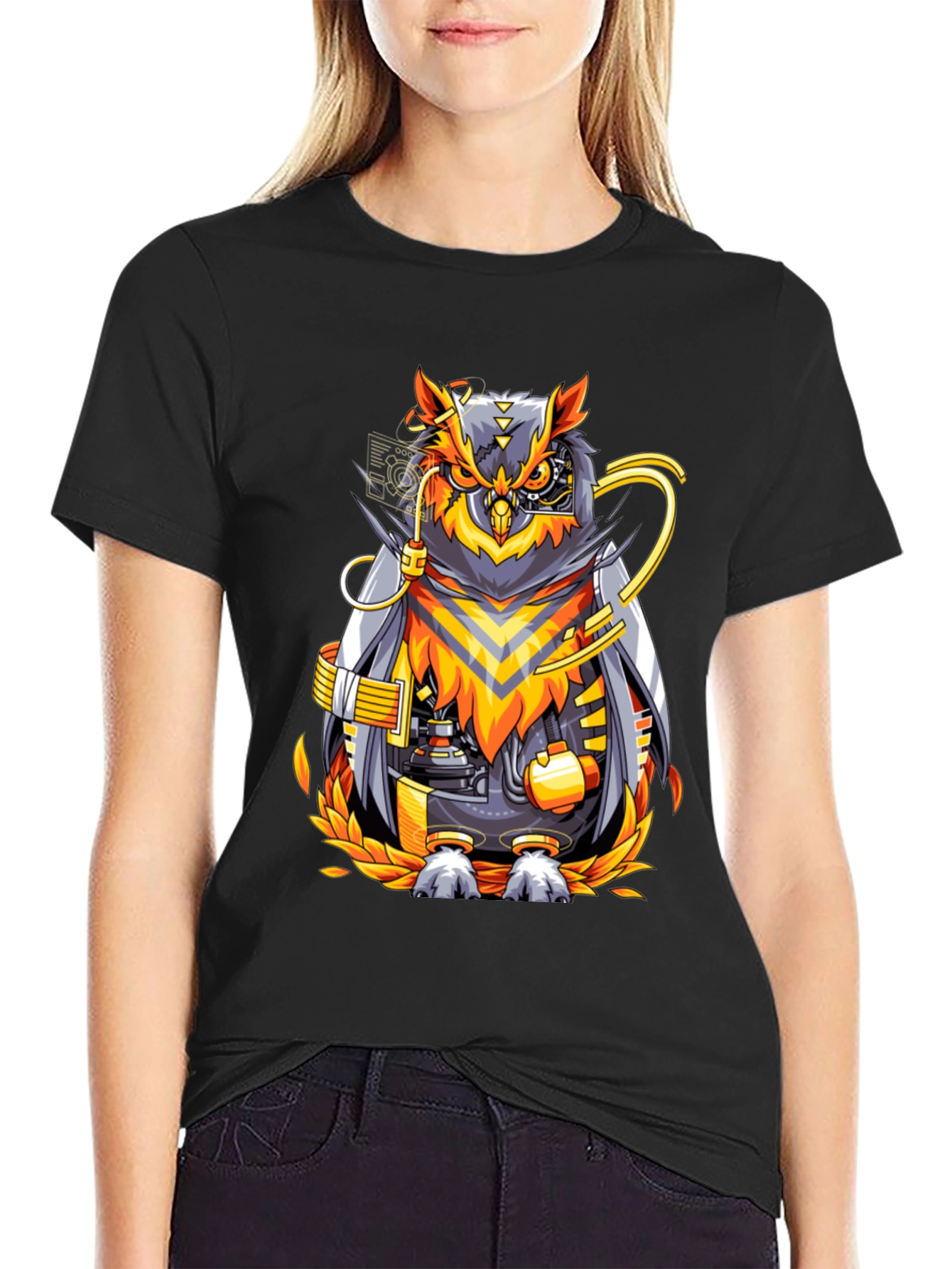 Cyberpunk Owl Graphic T-Shirt