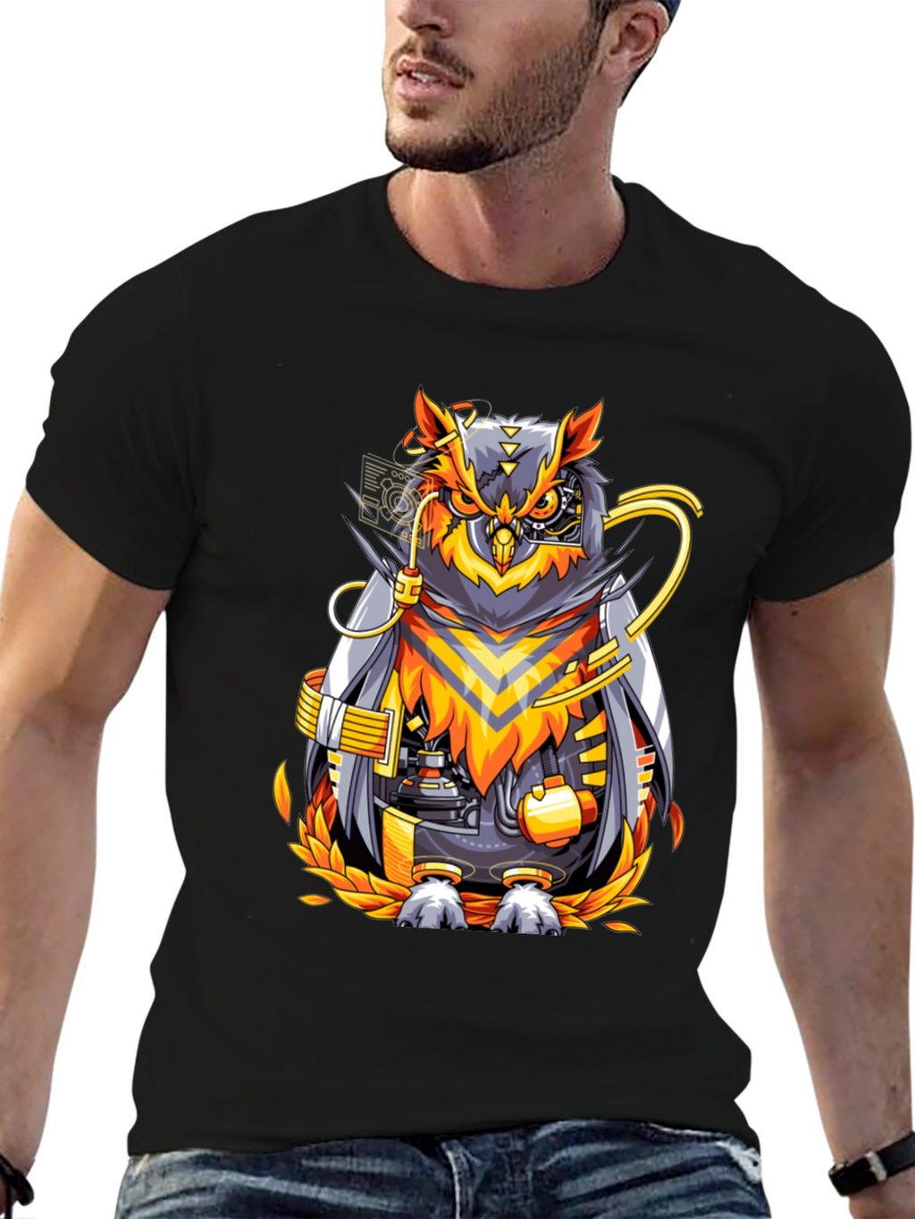Cyberpunk Owl Graphic T-Shirt